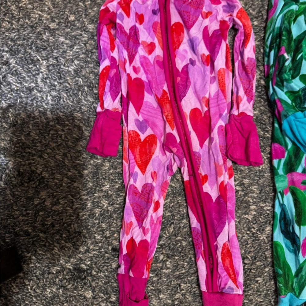 Little Sleepies Pink and Red Heart Pajama Set